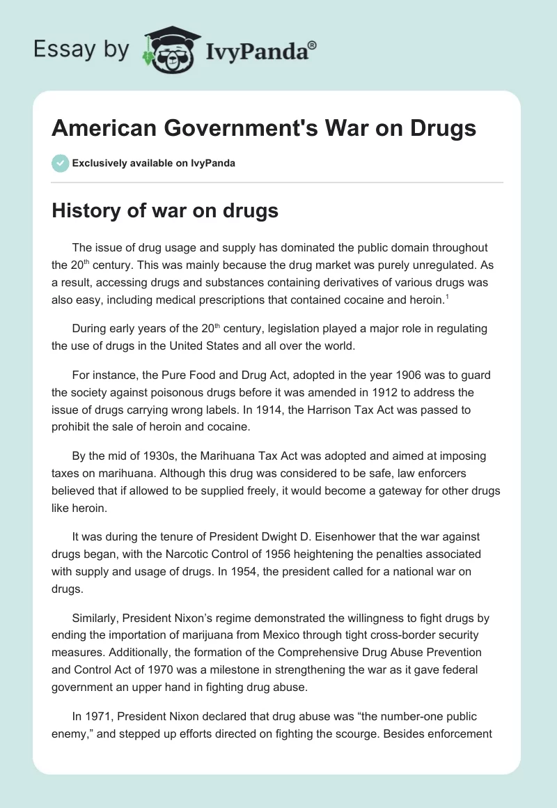 American Government's War on Drugs. Page 1