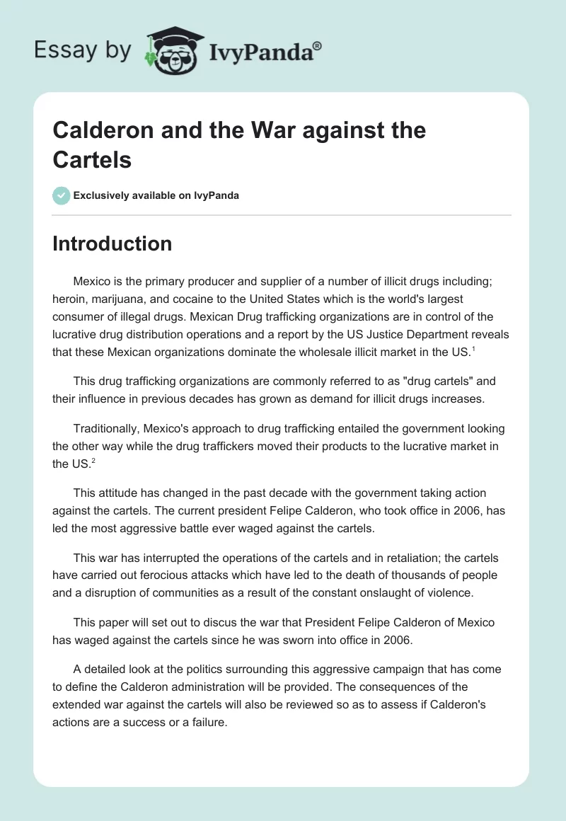 Calderon and the War Against the Cartels. Page 1
