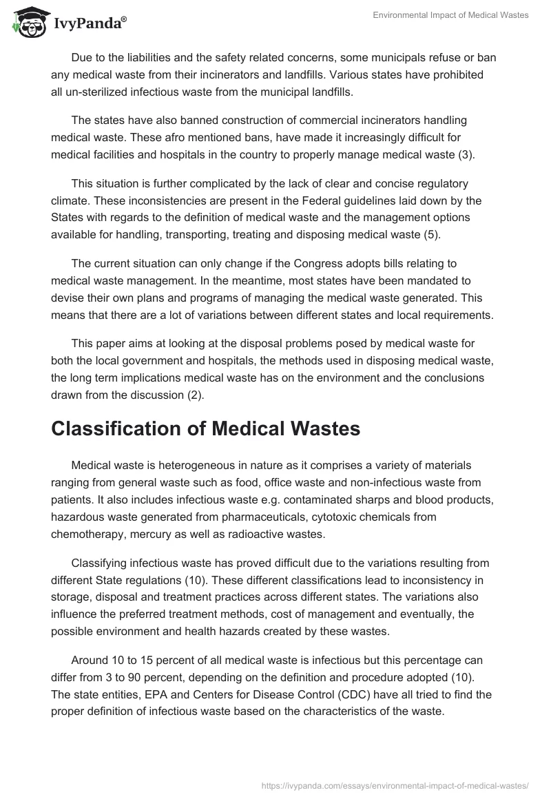 Environmental Impact of Medical Wastes. Page 2