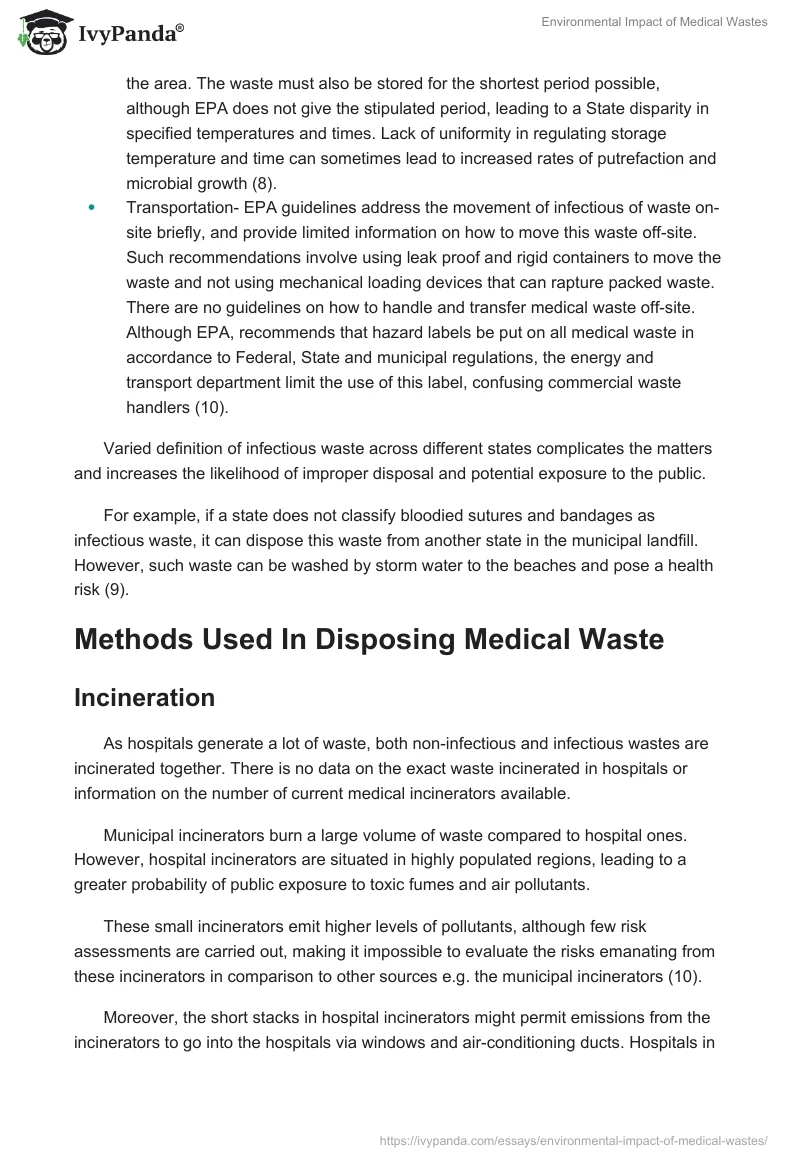 Environmental Impact of Medical Wastes. Page 4