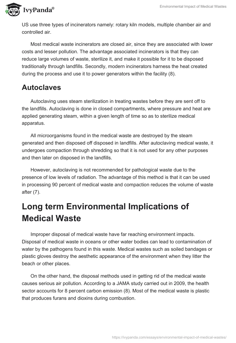 Environmental Impact of Medical Wastes. Page 5