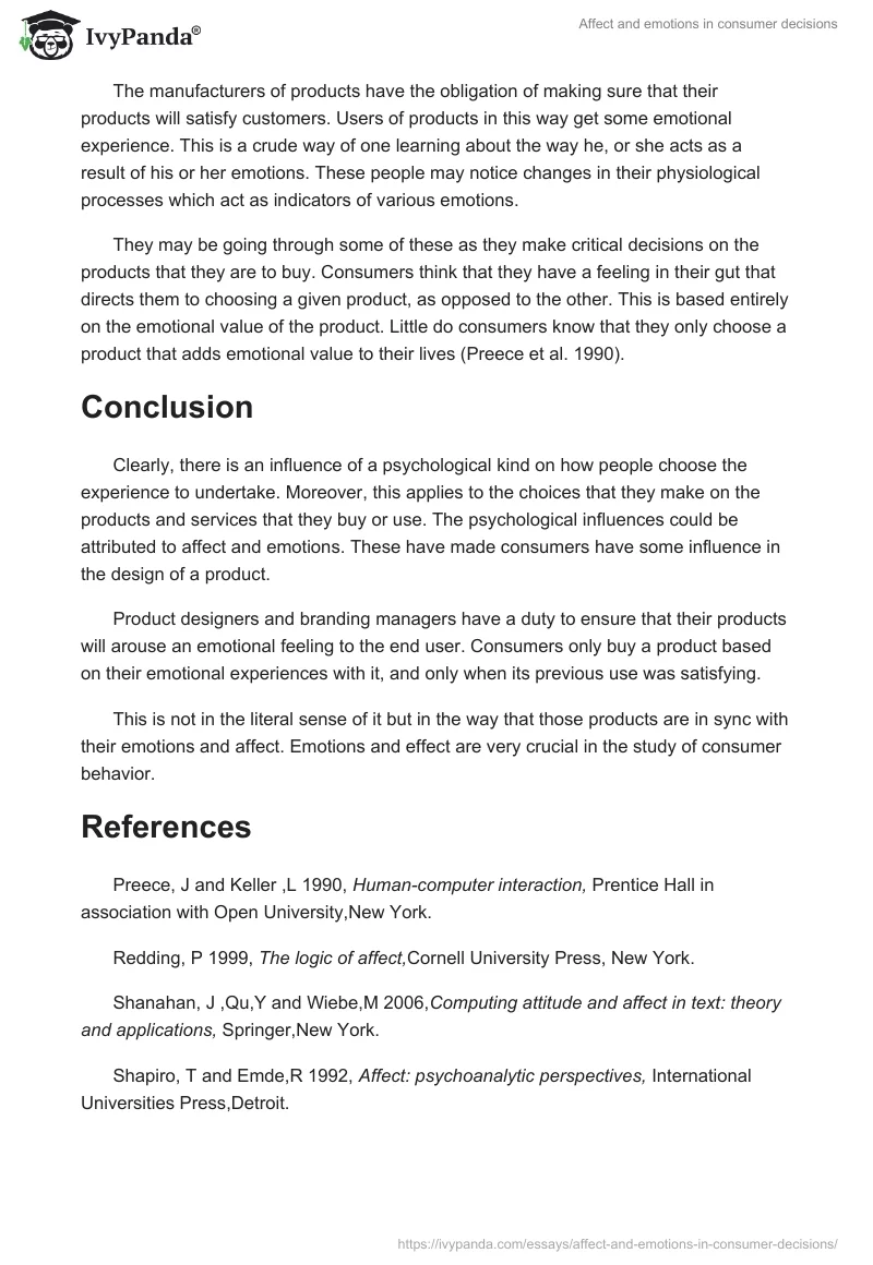 Affect and emotions in consumer decisions. Page 5