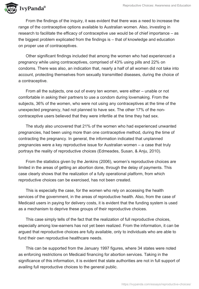 Reproductive Choices: Awareness and Education. Page 4