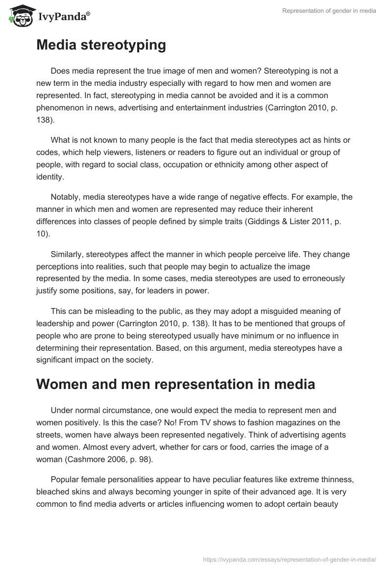 Representation of gender in media. Page 3