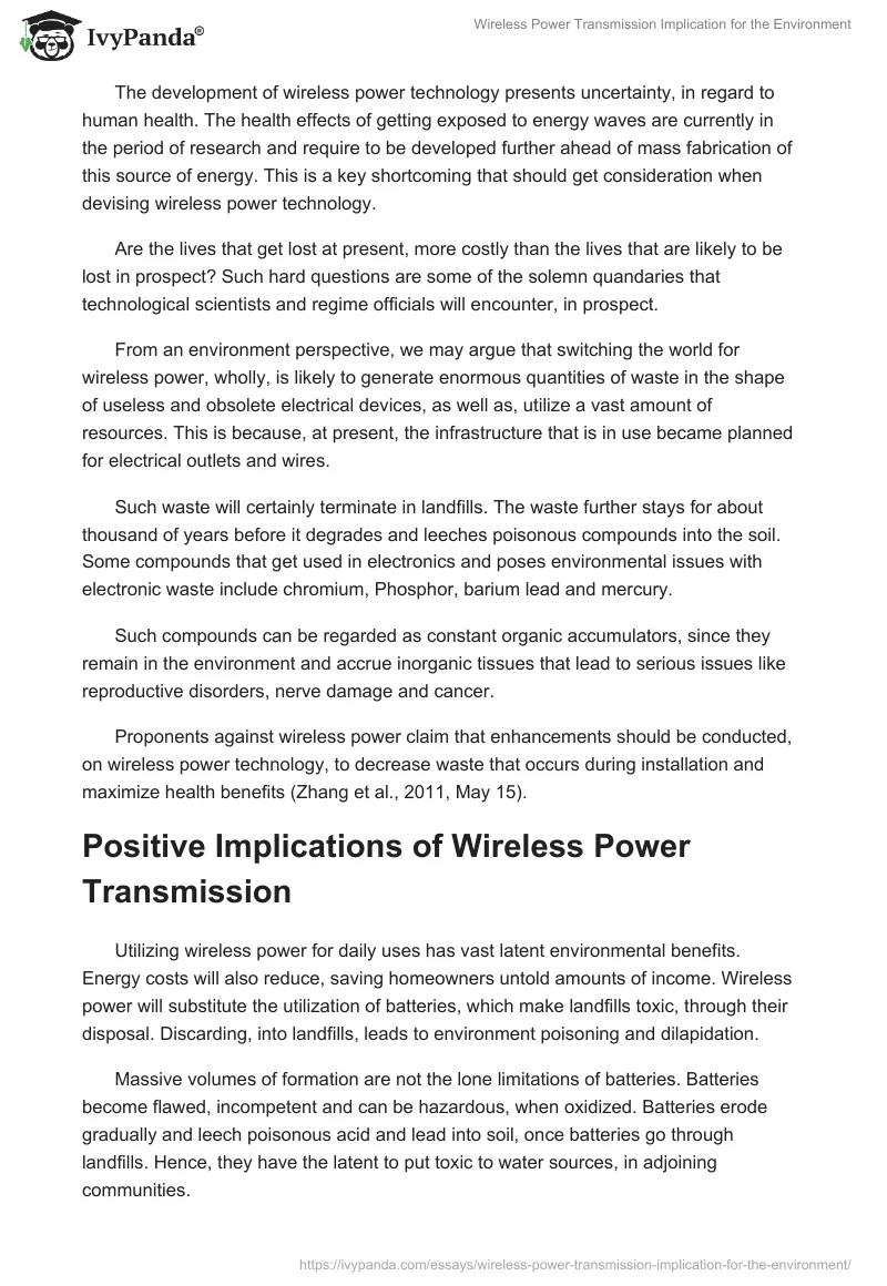 Wireless Power Transmission Implication for the Environment. Page 3