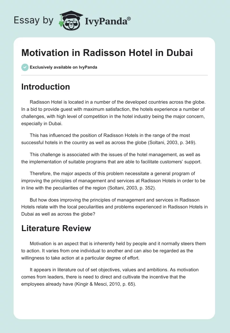 Motivation in Radisson Hotel in Dubai. Page 1