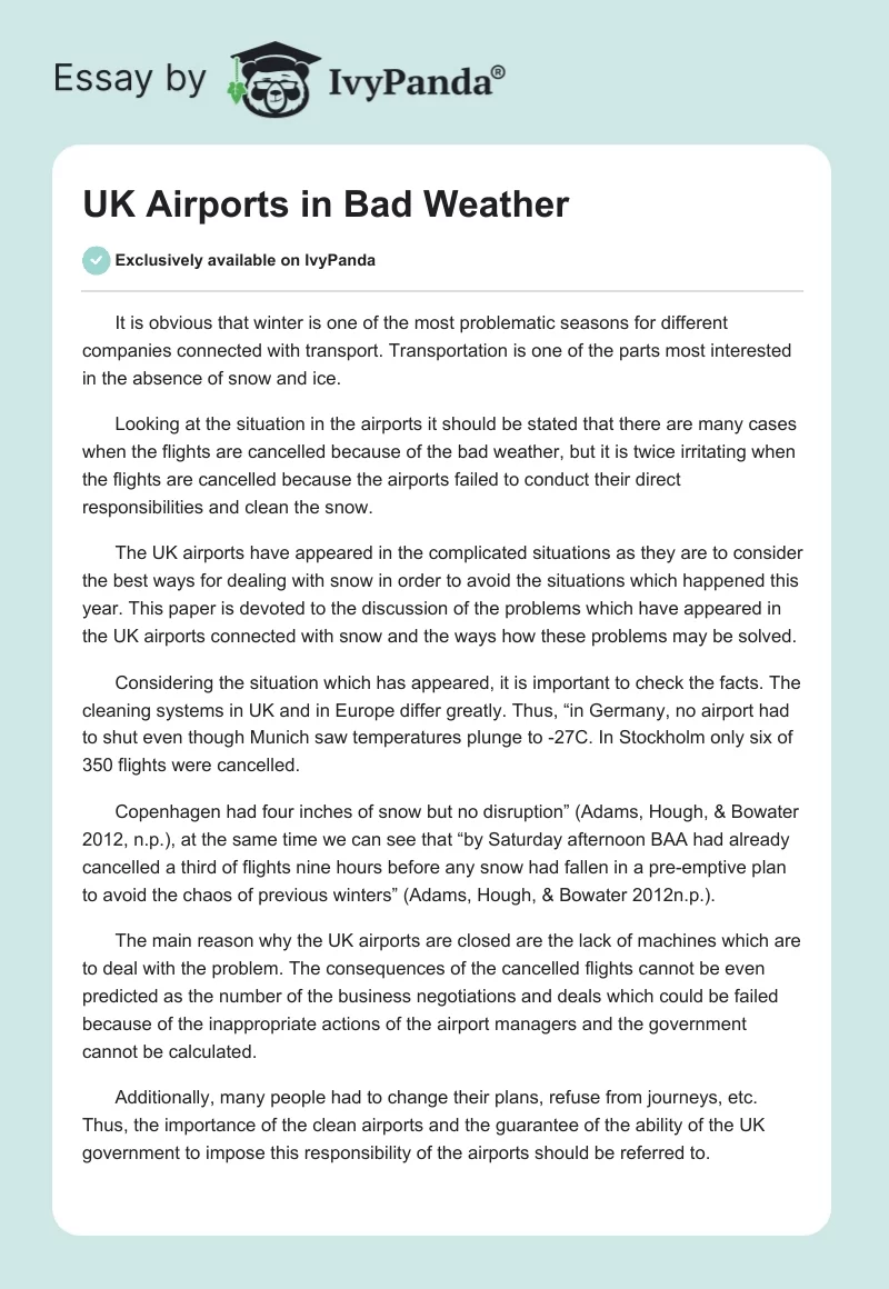 UK Airports in Bad Weather. Page 1