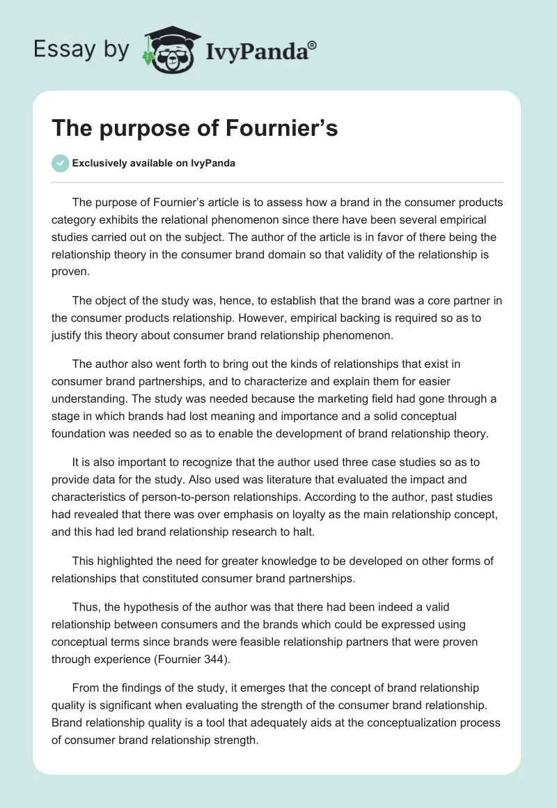 The purpose of Fournier’s. Page 1