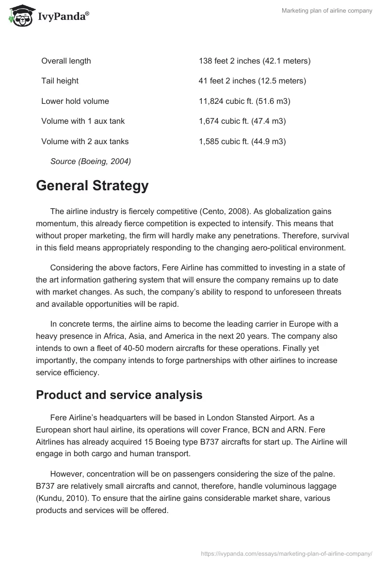Marketing Plan of Airline Company. Page 3