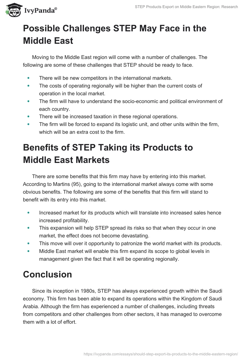 STEP Products Export on Middle Eastern Region: Research. Page 5