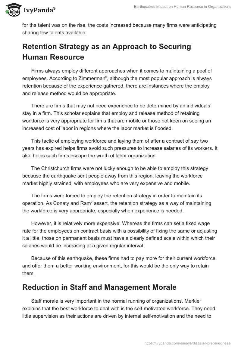 Earthquakes Impact on Human Resource in Organizations. Page 4