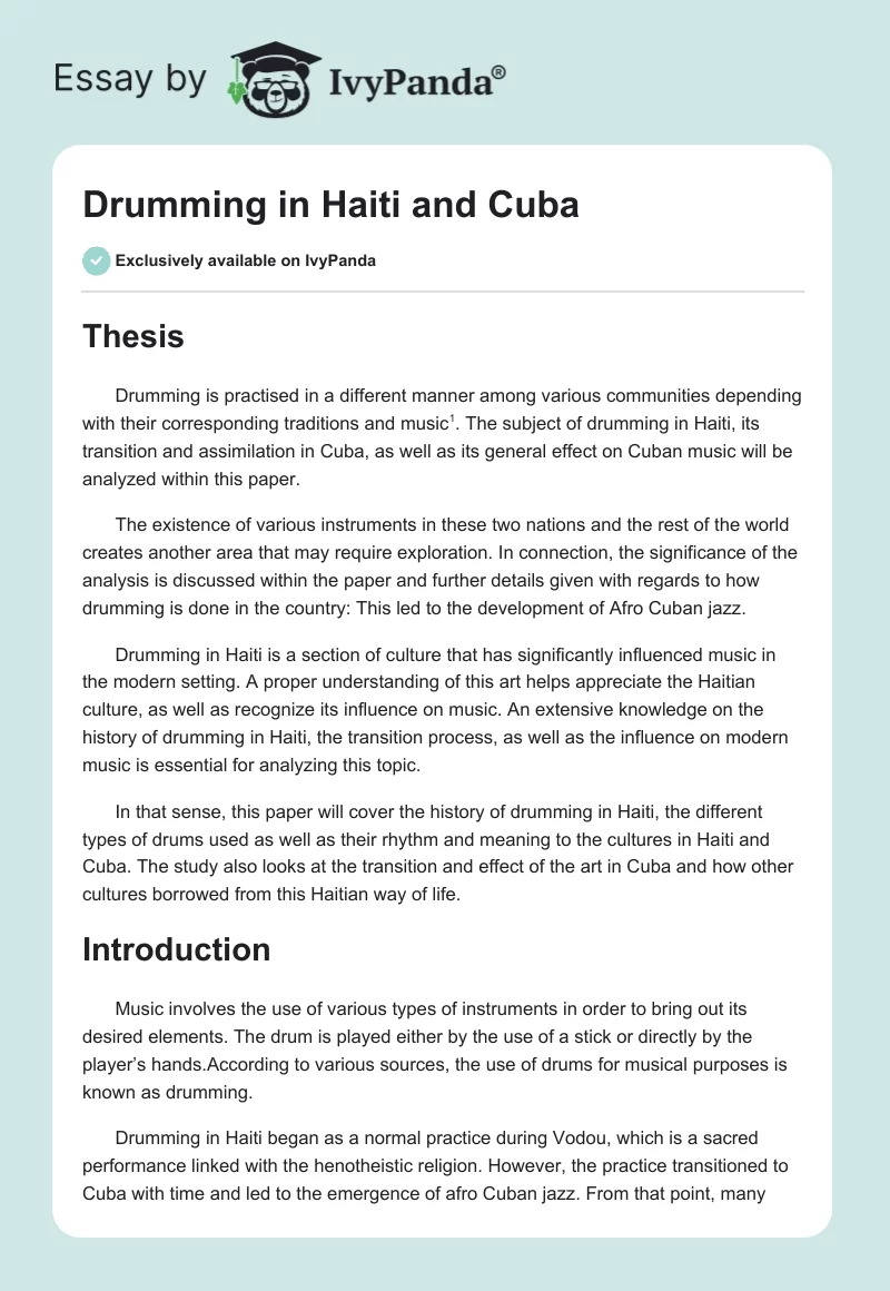 Drumming in Haiti and Cuba. Page 1