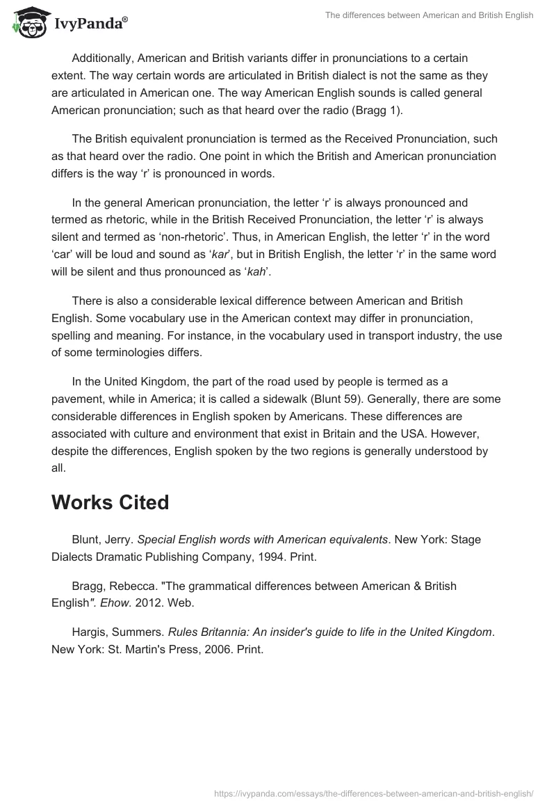 The differences between American and British English. Page 2