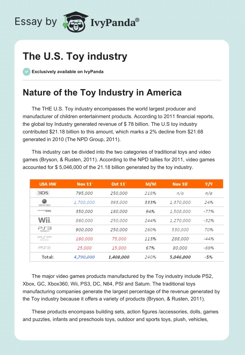 The U.S. Toy industry. Page 1