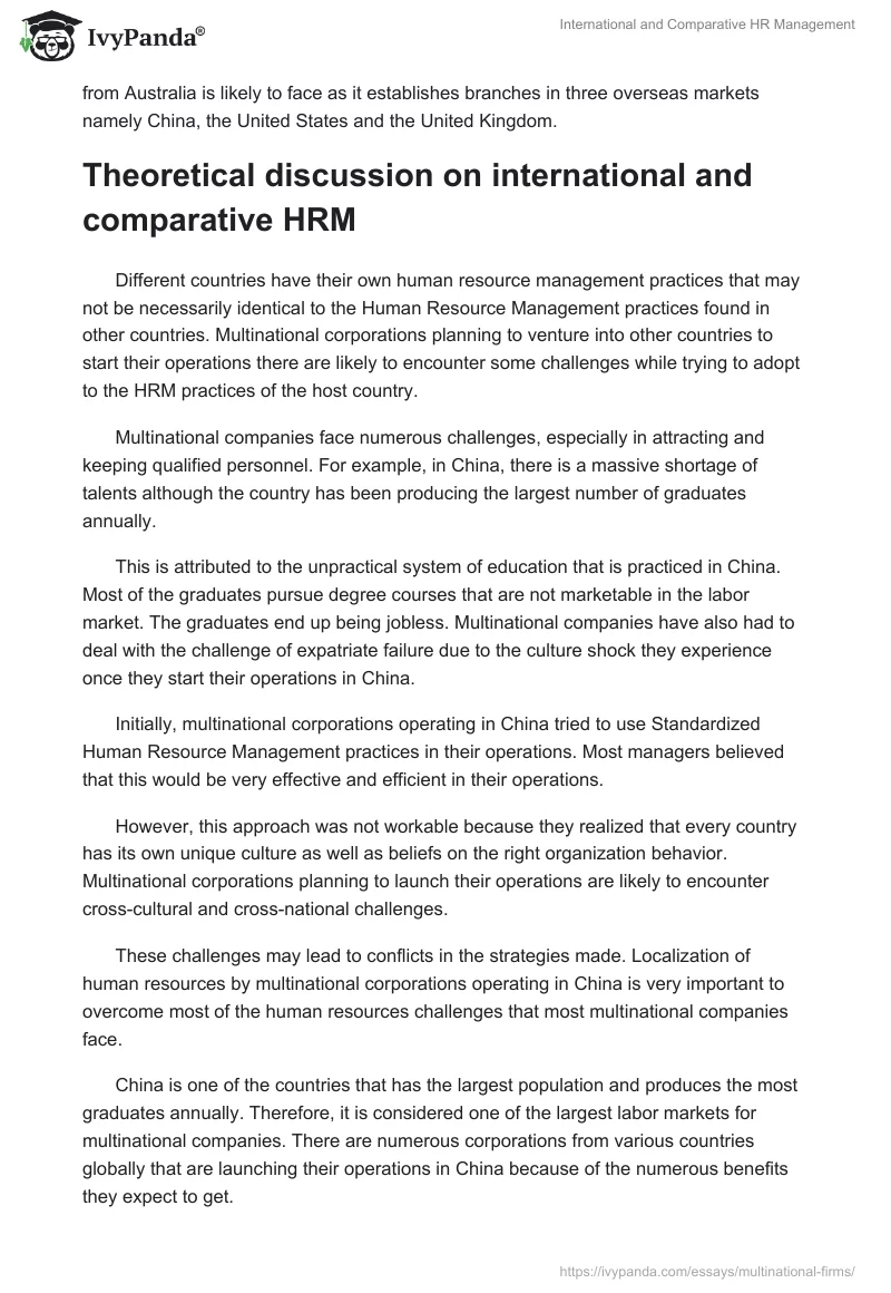 International and Comparative HR Management. Page 2