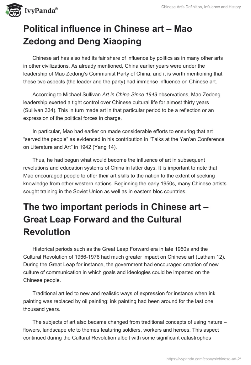 Chinese Art's Definition, Influence and History. Page 2
