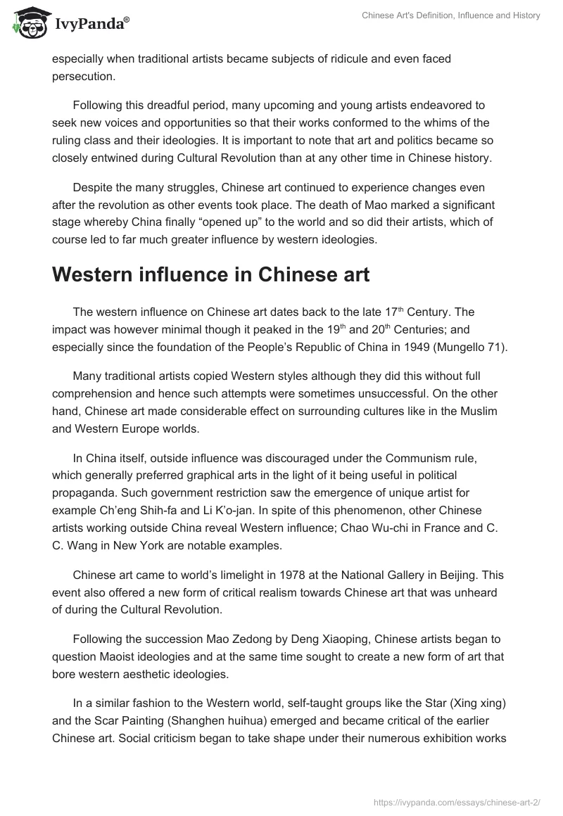 Chinese Art's Definition, Influence and History. Page 3