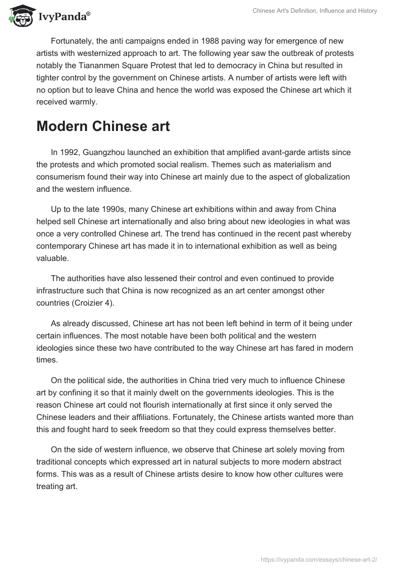 Chinese Art's Definition, Influence and History. Page 5
