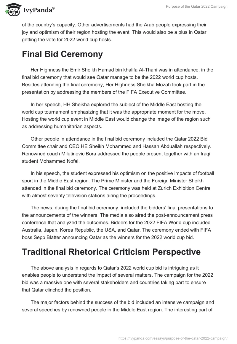 Purpose of the Qatar 2022 Campaign. Page 2