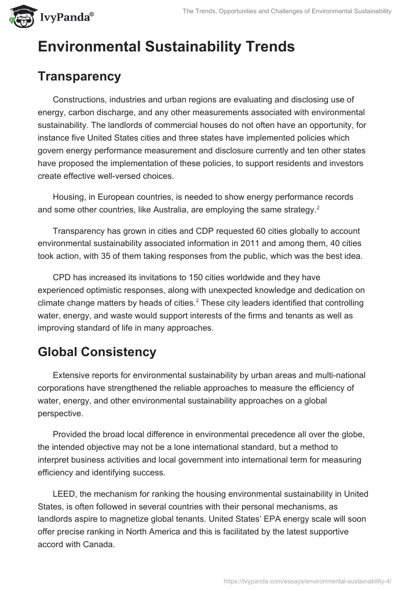 The Trends, Opportunities and Challenges of Environmental Sustainability. Page 2