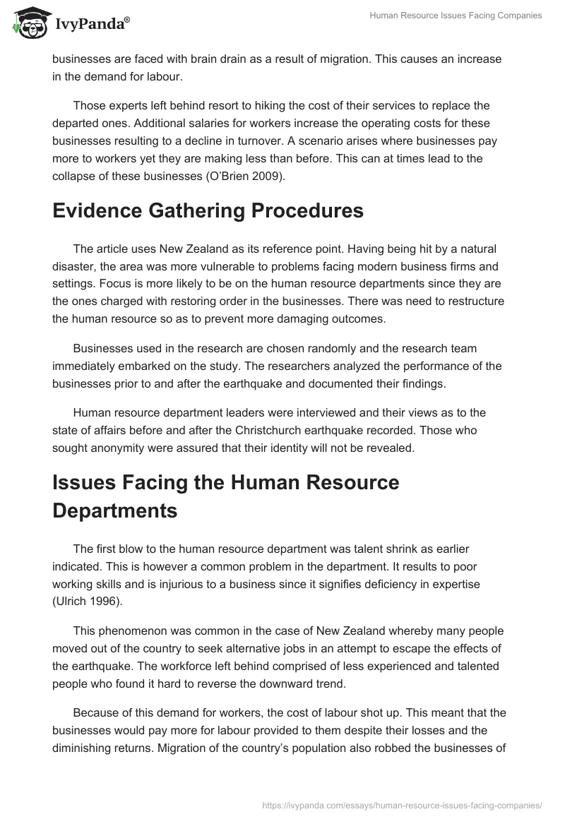 Human Resource Issues Facing Companies. Page 3
