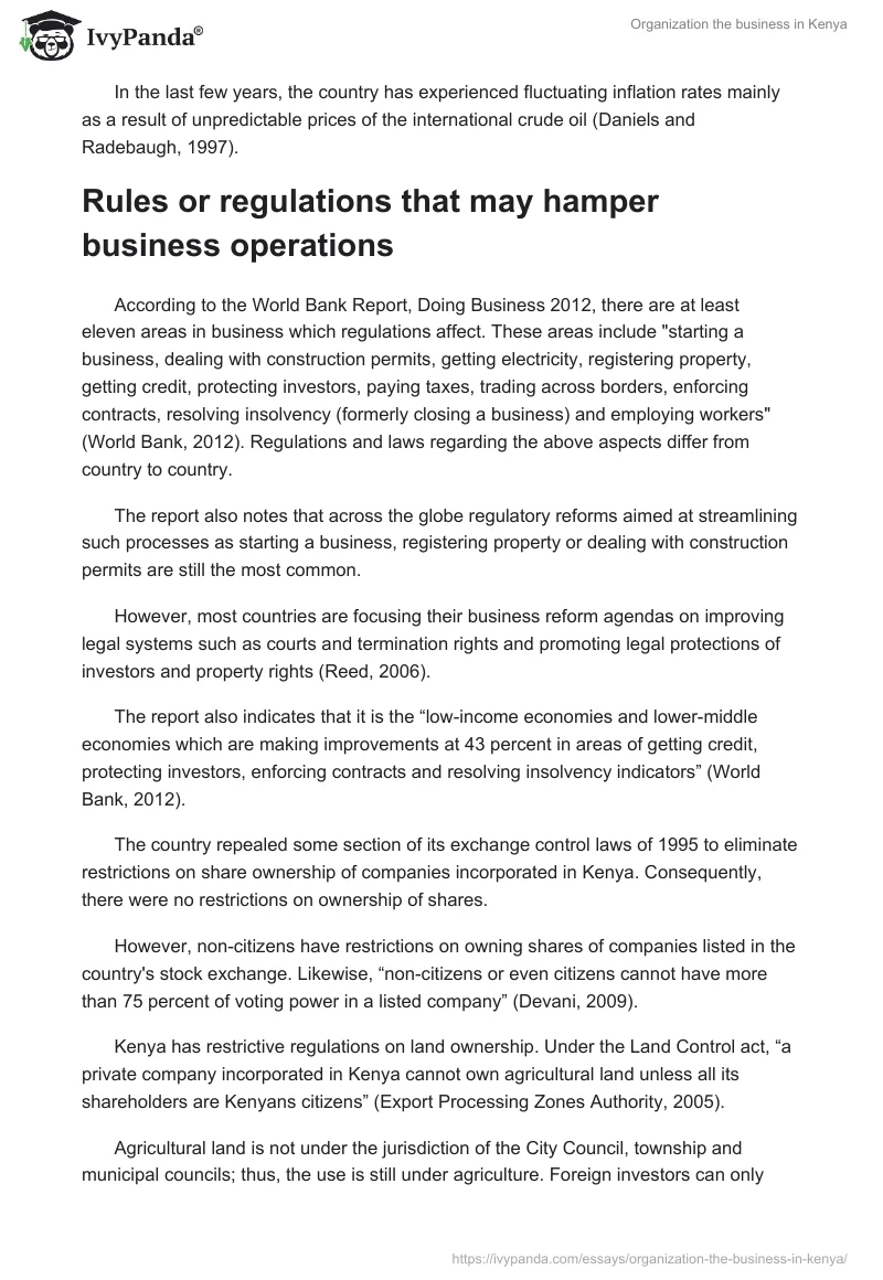 Organization the business in Kenya. Page 2