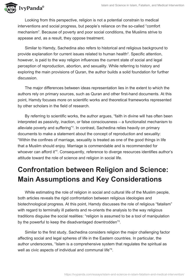 Islam and Science in Islam, Fatalism, and Medical Intervention. Page 2