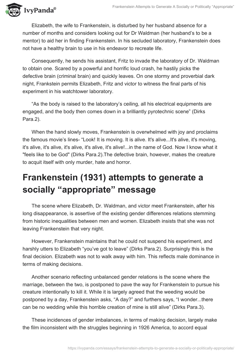 Frankenstein Attempts to Generate a Socially or Politically “Appropriate”. Page 2