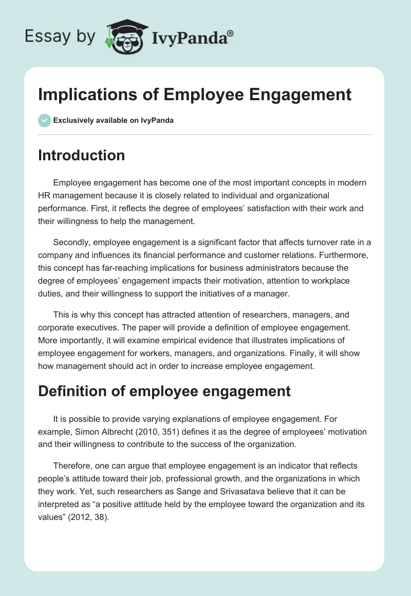 Implications of Employee Engagement. Page 1