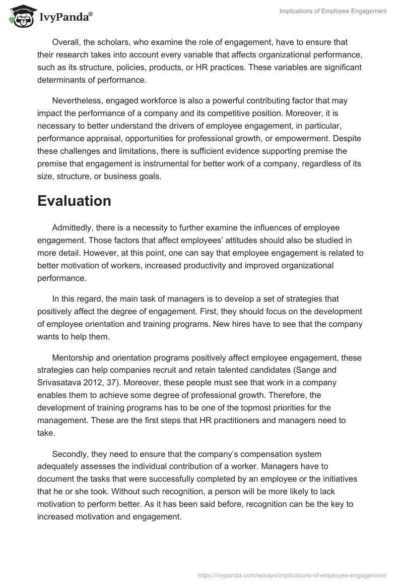 Implications of Employee Engagement. Page 5