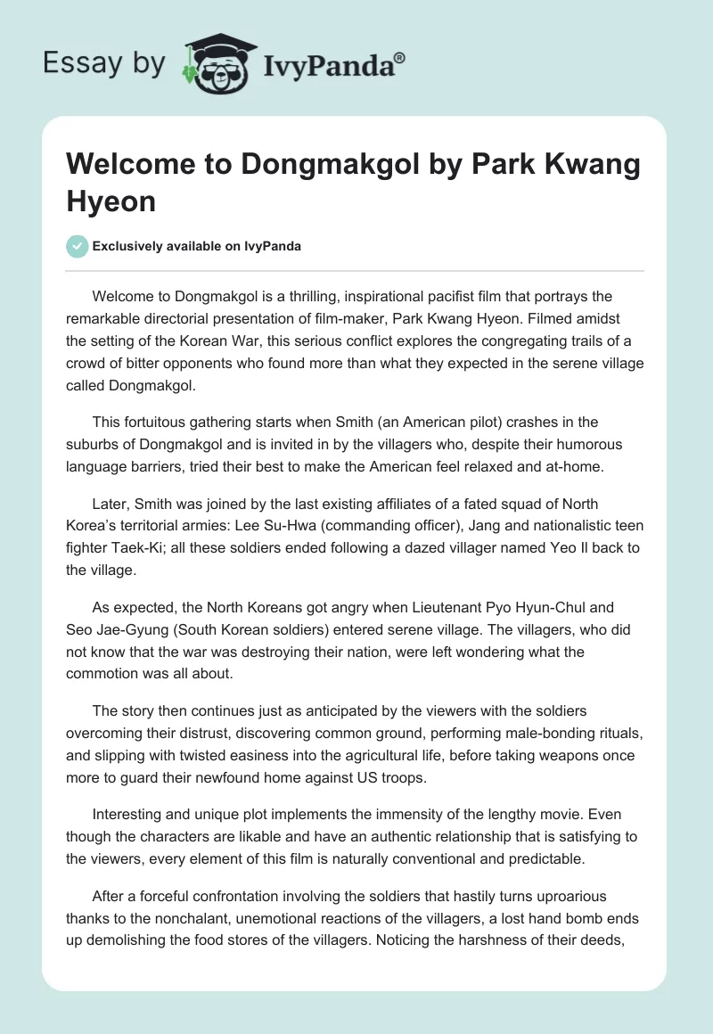 "Welcome to Dongmakgol" by Park Kwang Hyeon. Page 1