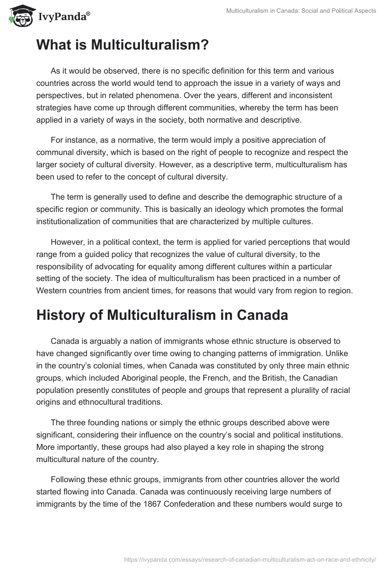 Multiculturalism in Canada: Social and Political Aspects. Page 2