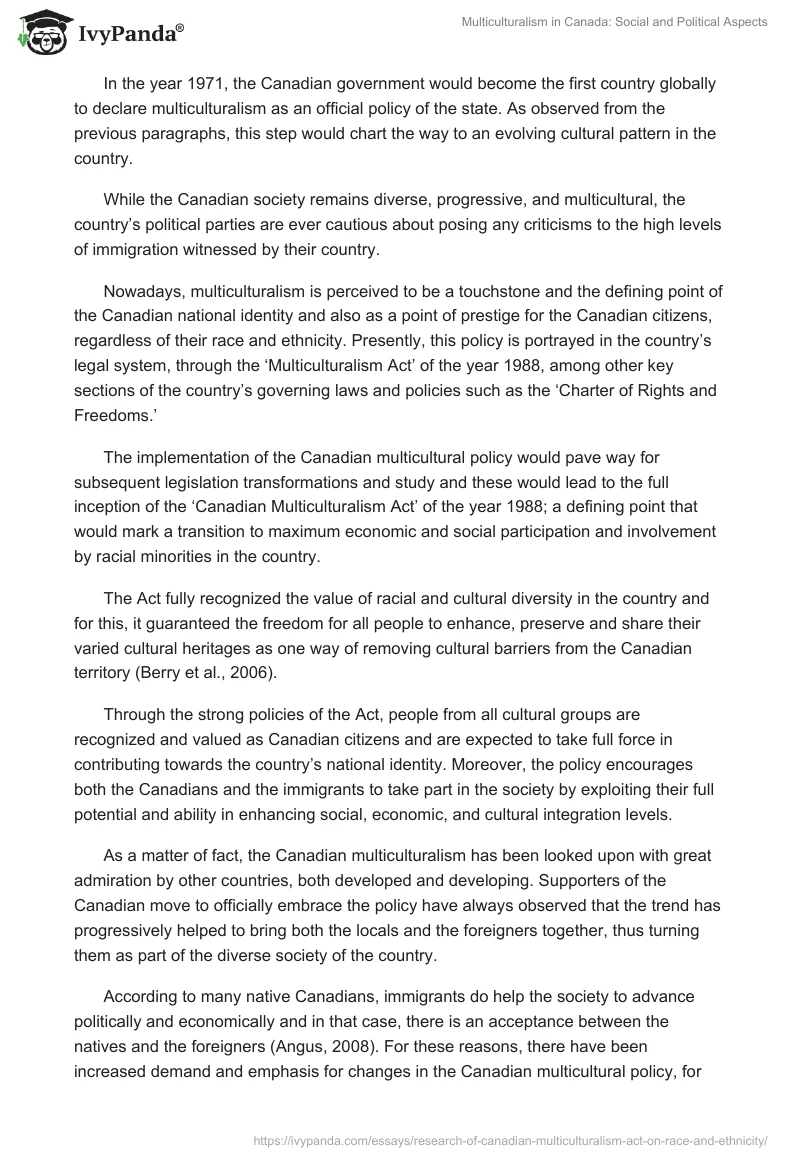 Multiculturalism in Canada: Social and Political Aspects. Page 4