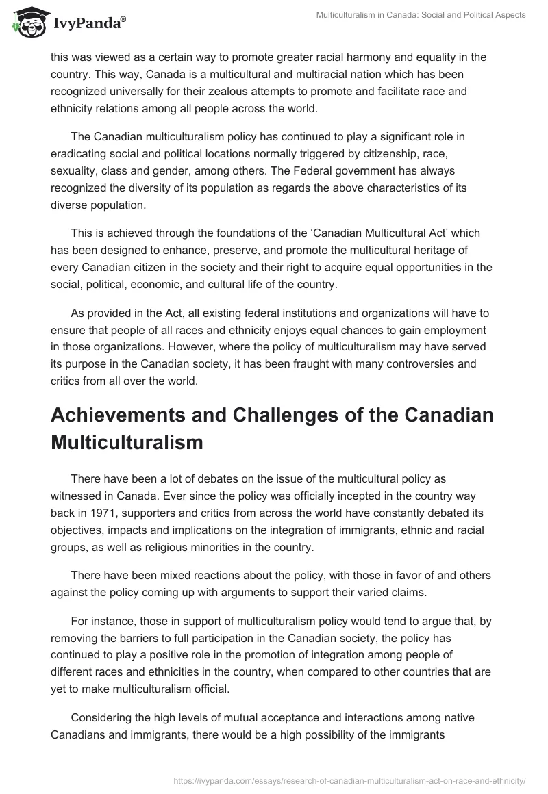 Multiculturalism in Canada: Social and Political Aspects. Page 5