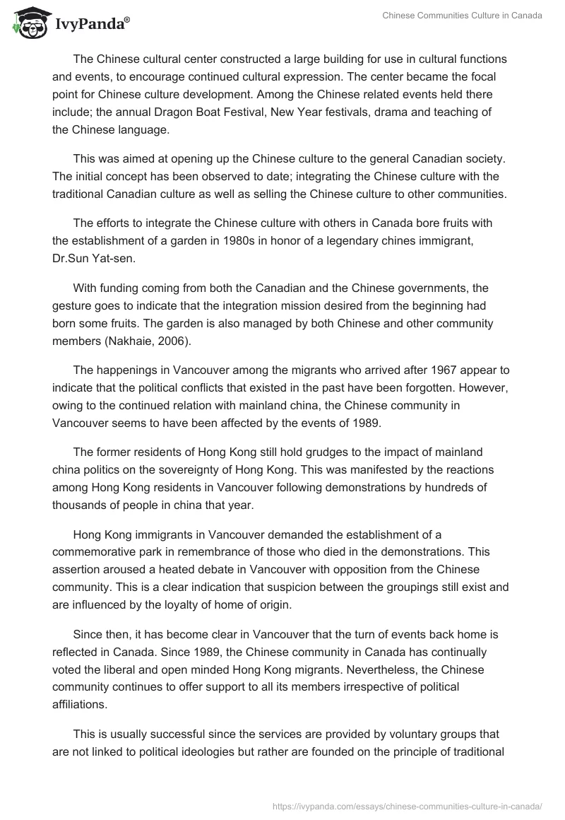 Chinese Communities Culture in Canada. Page 5