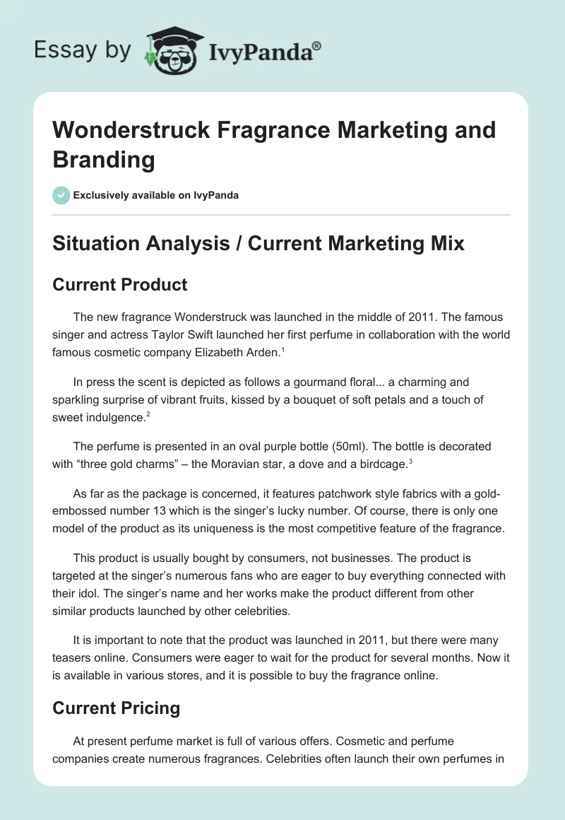 Wonderstruck Fragrance Marketing and Branding. Page 1