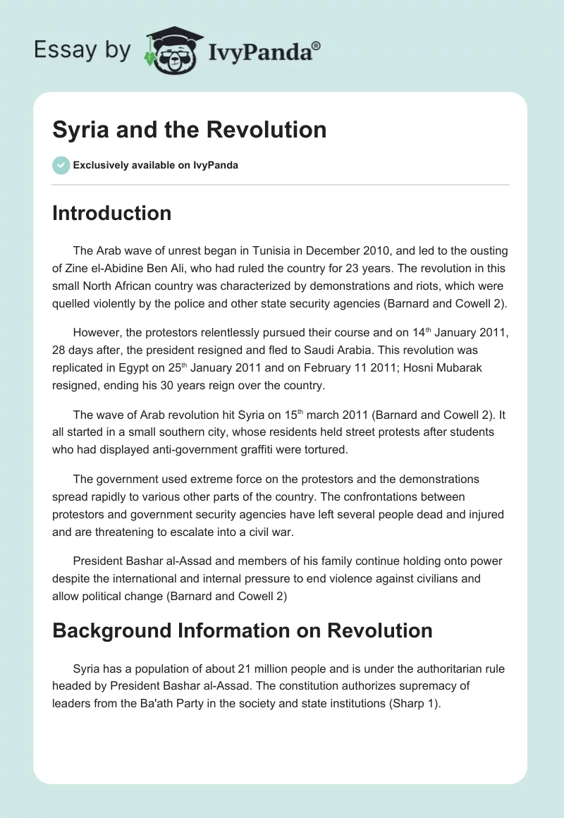 Syria and the Revolution. Page 1
