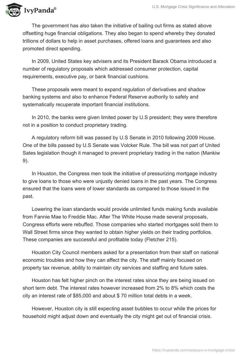 U.S. Mortgage Crisis Significance and Alleviation. Page 5