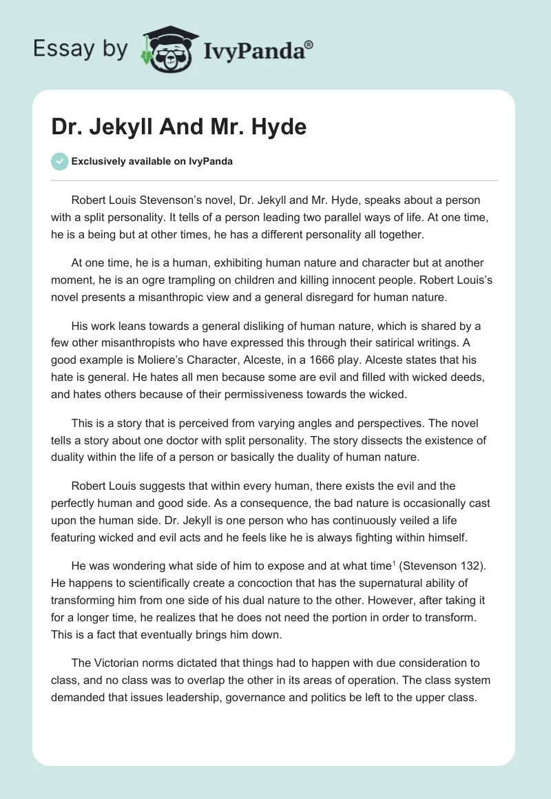 Dr. Jekyll And Mr. Hyde. Page 1