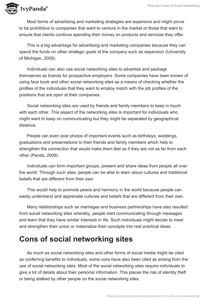 Pros and Cons of Social Networking. Page 2