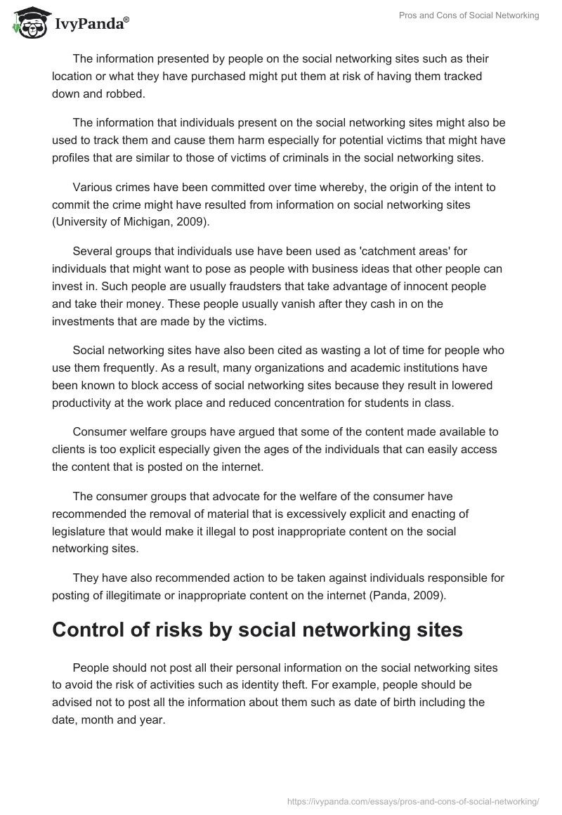 Pros and Cons of Social Networking. Page 3