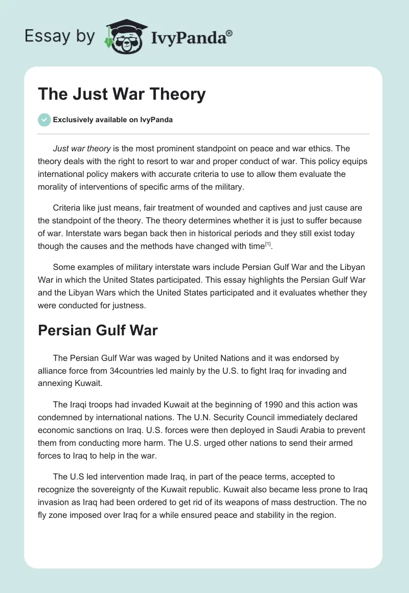 The Just War Theory. Page 1