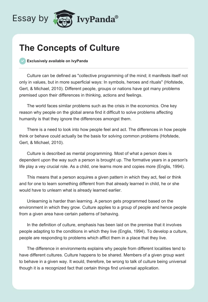 The Concepts of Culture. Page 1
