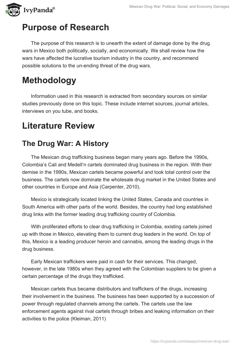 Mexican Drug War: Political, Social, and Economy Damages. Page 2