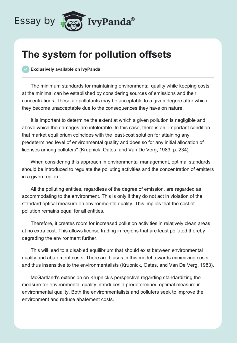 The System for Pollution Offsets. Page 1