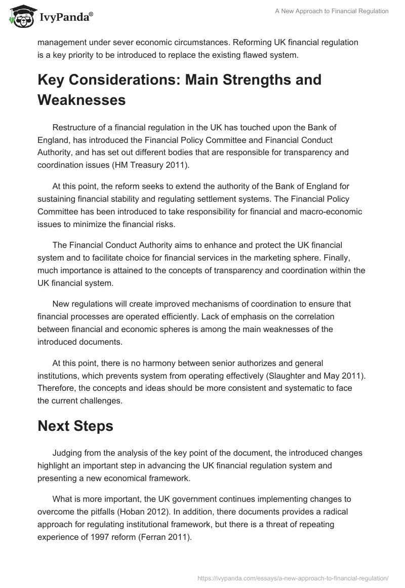 A New Approach to Financial Regulation. Page 2