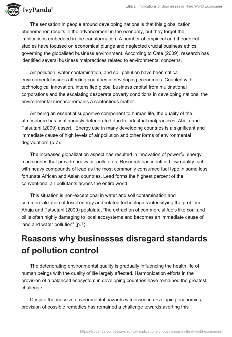 Ethical Implications of Businesses in Third World Economies. Page 2