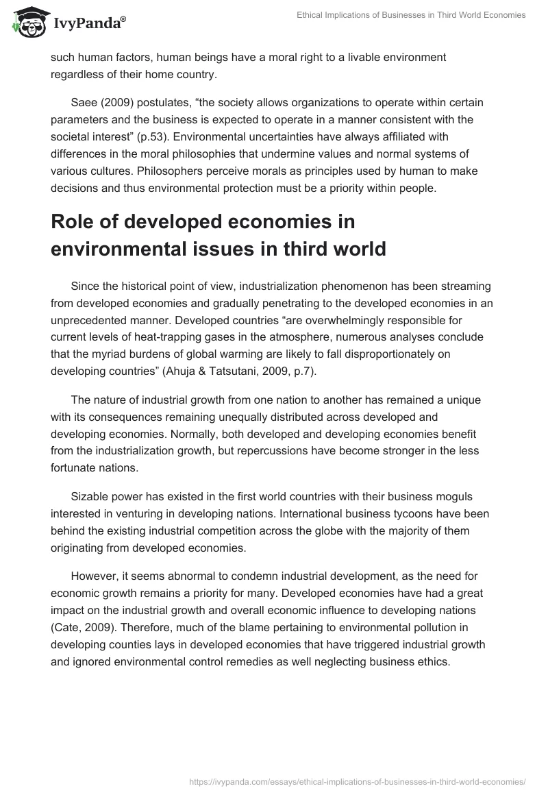 Ethical Implications of Businesses in Third World Economies. Page 5