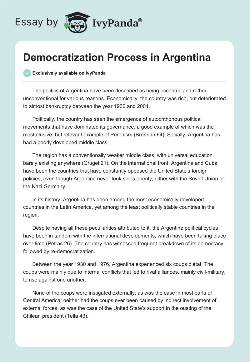 Democratization Process in Argentina. Page 1