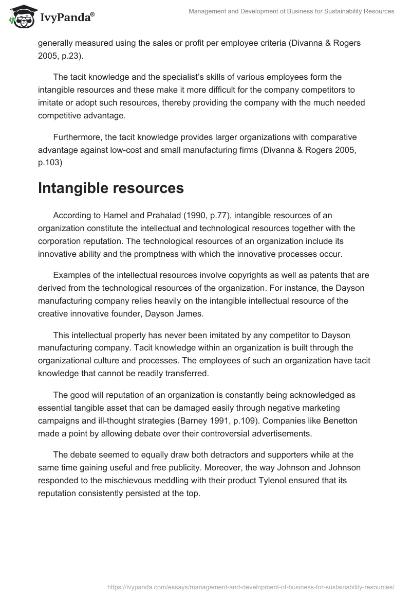 Management and Development of Business for Sustainability Resources. Page 5
